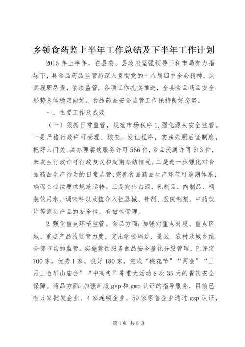 乡镇食药监上半年工作总结及下半年工作计划.docx