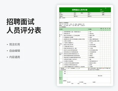招聘面试人员评分表