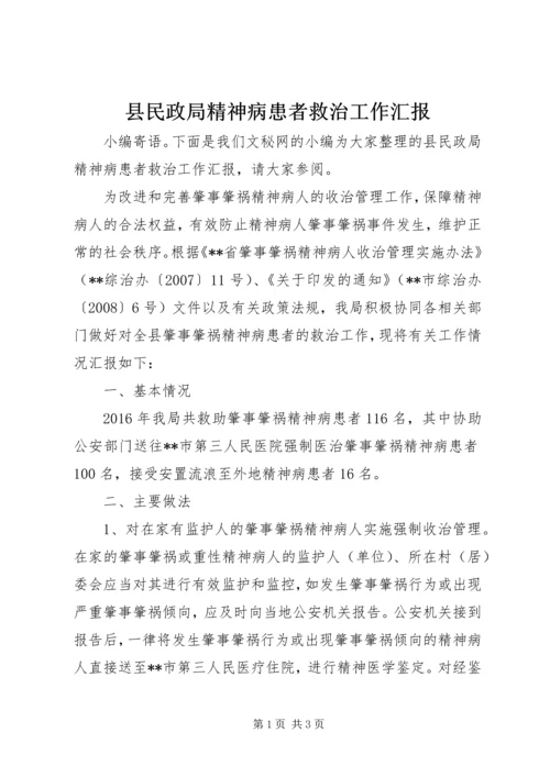 县民政局精神病患者救治工作汇报.docx