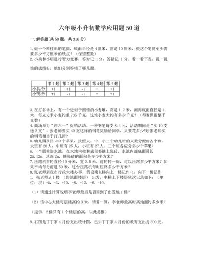 六年级小升初数学应用题50道精品【考点梳理】.docx