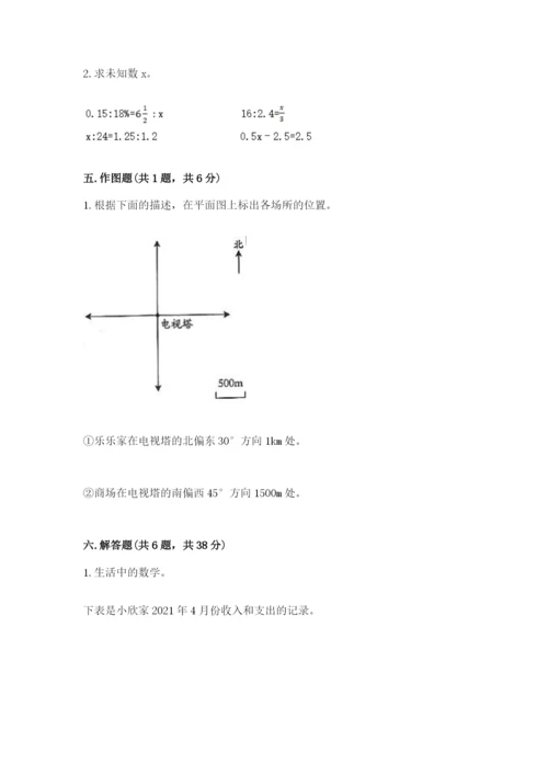 六年级下册数学期末测试卷及1套参考答案.docx