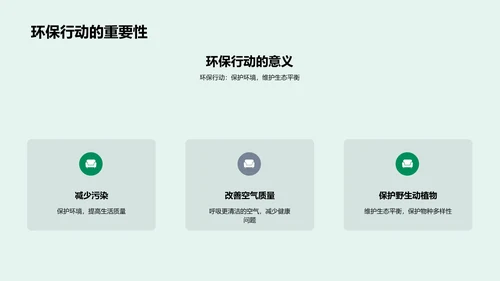 环保行动学生实践PPT模板