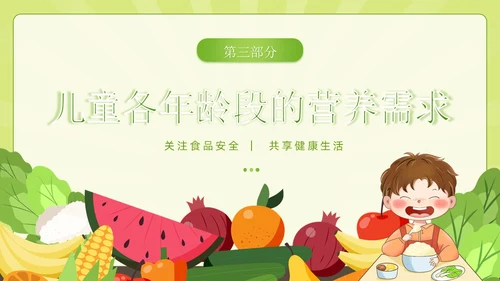 绿色简约风儿童膳食营养健康饮食知识培训PPT