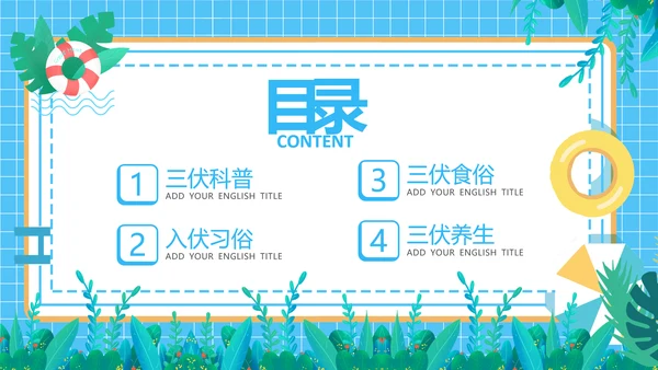 夏季防暑三伏天科普介绍PPT模板