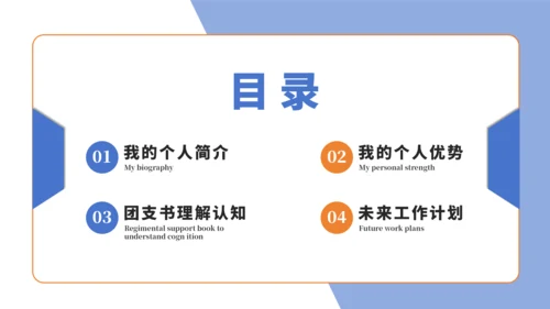 蓝橙色简约风大学班长竞选PPT模板