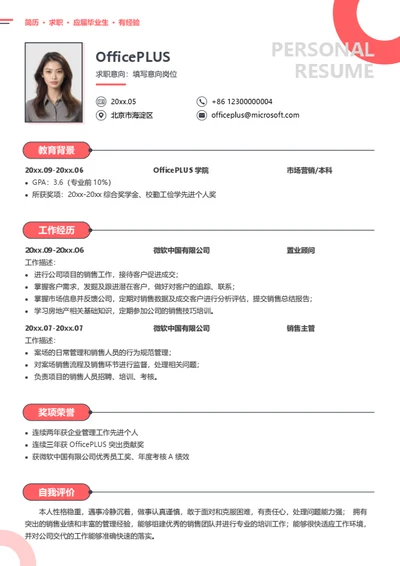 职业顾问个人简历模板