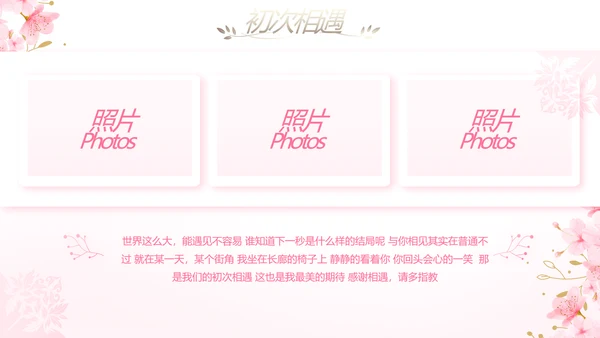 粉色唯美我们的婚礼动态PPT模板