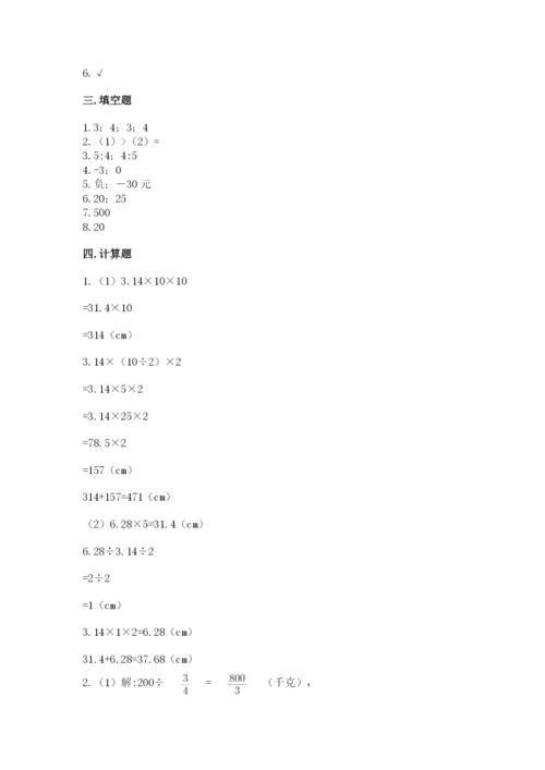 北师大版六年级下册数学期末测试卷精品【有一套】.docx