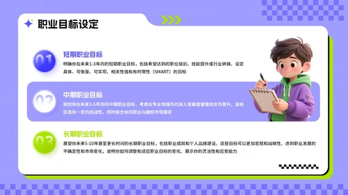 紫绿色3D风求职主题职场个人简历PPT