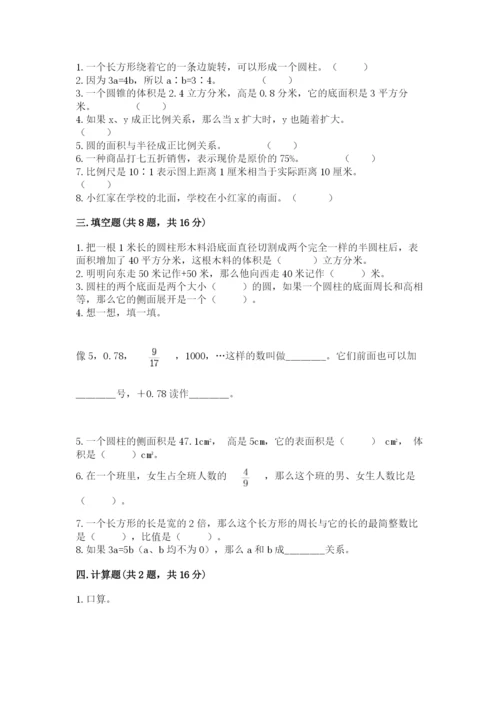 人教版六年级下册数学期末测试卷精品【历年真题】.docx