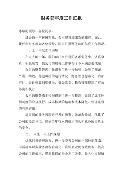 财务部年度工作汇报