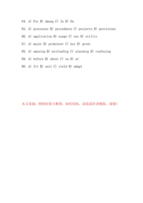 11018年06月英语四级试题完型1