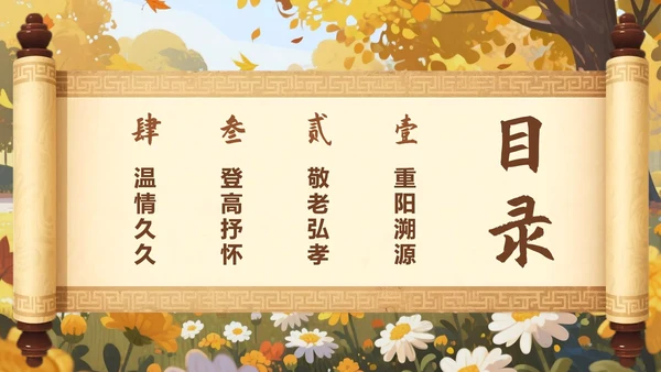 棕黄色中国风重阳节传统节日主题班会PPT模板