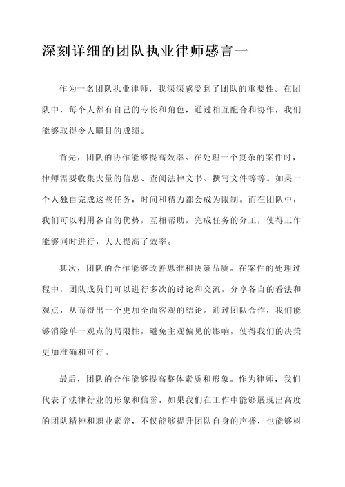 团队执业律师感言