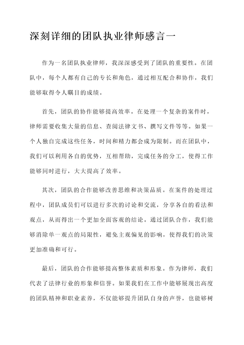 团队执业律师感言