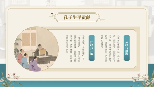茶青双色中国风教育行业孔子诞辰主题班会PPT模板