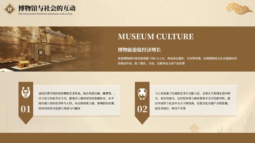 棕色国风博物馆文化介绍PPT模板