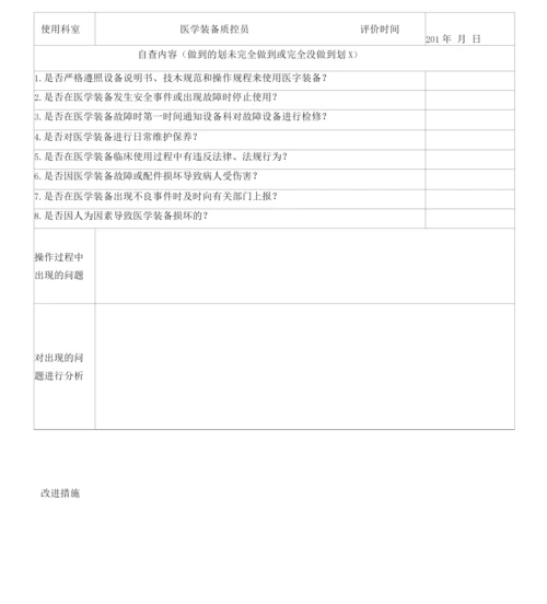 201年医学装备质量与安全评价表.docx