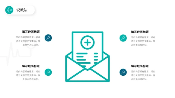 简约风双色流体形状线条护理行业教师说课PPT