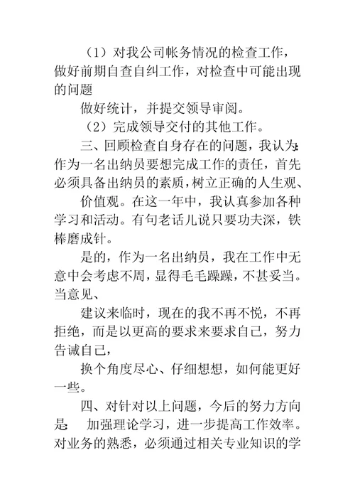 出纳员工作总结