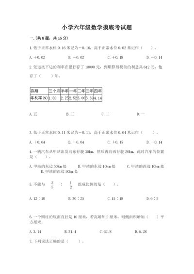 小学六年级数学摸底考试题及参考答案1套.docx
