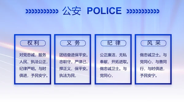 蓝色大气公安警察演讲动态PPT模板