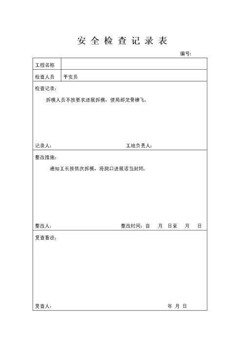 安全检查记录表 (3)