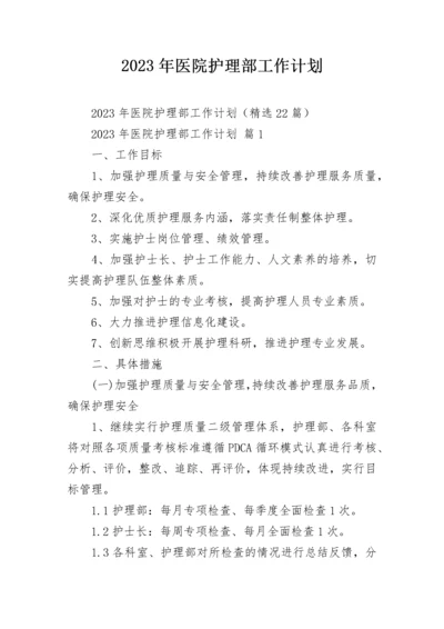 2023年医院护理部工作计划.docx