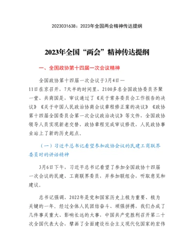 20230317：2023年全国两会精神传达提纲.docx