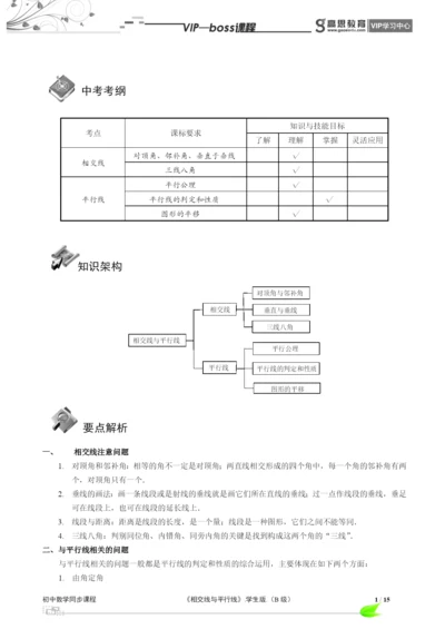 BOSS-初中数学-相交线与平行线B级-第01讲.docx