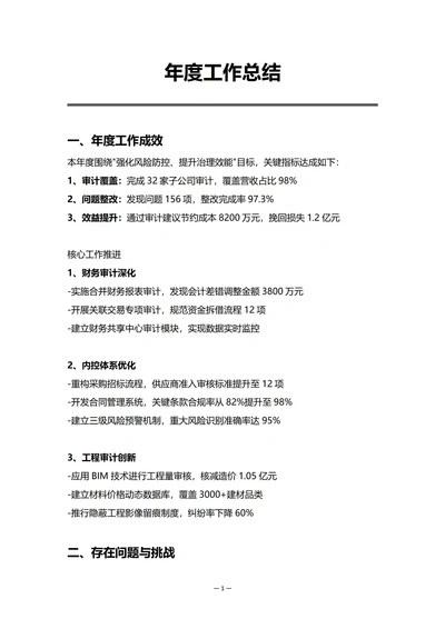 集团审计部门年度工作总结