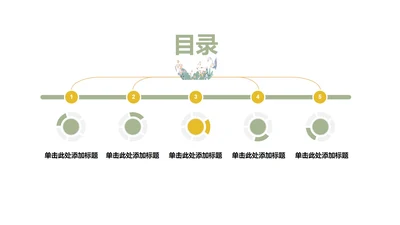 日系白底清新花卉总结汇报目录PPT模板