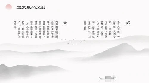 浅色简约水墨中国风苏东坡传ppt模板读书分享