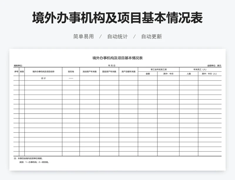 境外办事机构及项目基本情况表