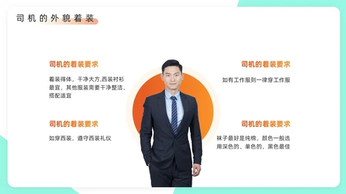 绿色橙色简约风司机礼仪培训PPT模板