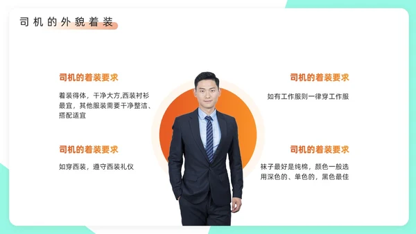 绿色橙色简约风司机礼仪培训PPT模板