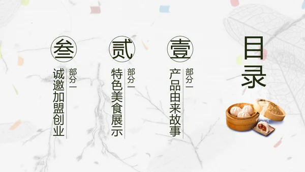 蒸饺包子中华美食餐饮加盟宣传PPT模板