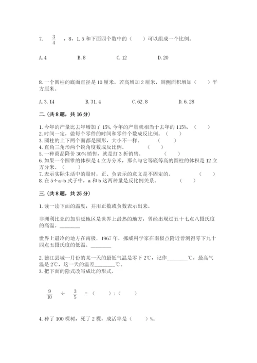 人教版六年级数学小升初试卷及完整答案【名师系列】.docx