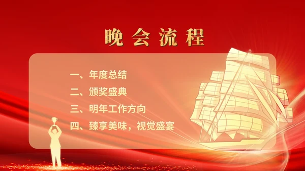 红色商务风扬帆企业员工庆典PPT模板