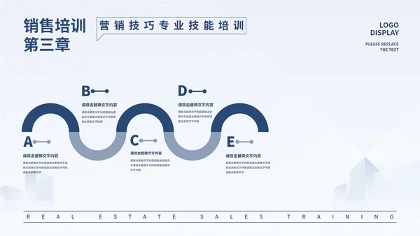 蓝色微立体房地产销售培训PPT模板