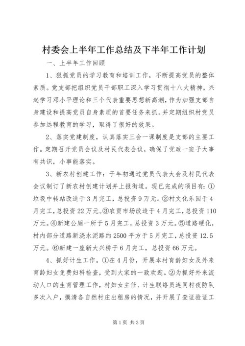 村委会上半年工作总结及下半年工作计划 (4).docx