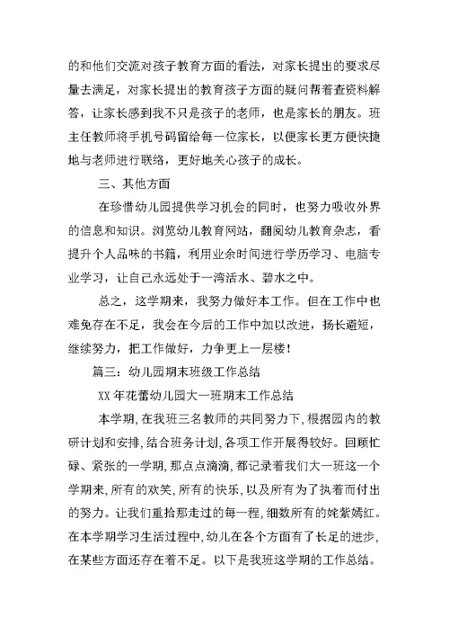 XX年幼儿园大班班主任工作总结