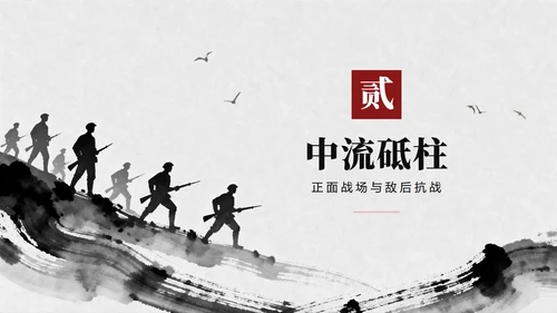 黑白中国风抗日战争伟大胜利纪念主题教育PPT模板