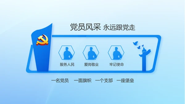 蓝色党建党支部年年终总结述职报告PPT