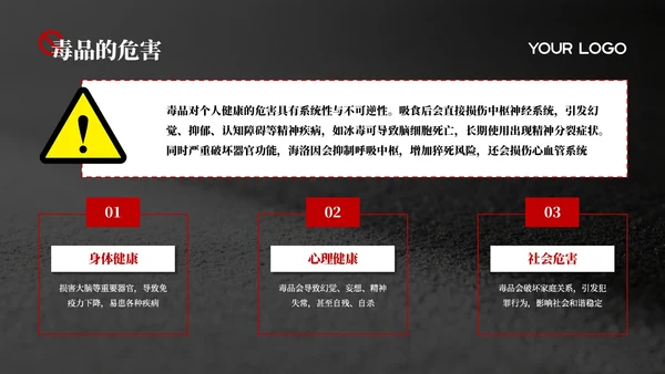 黑红色禁毒教育课件PPT模板