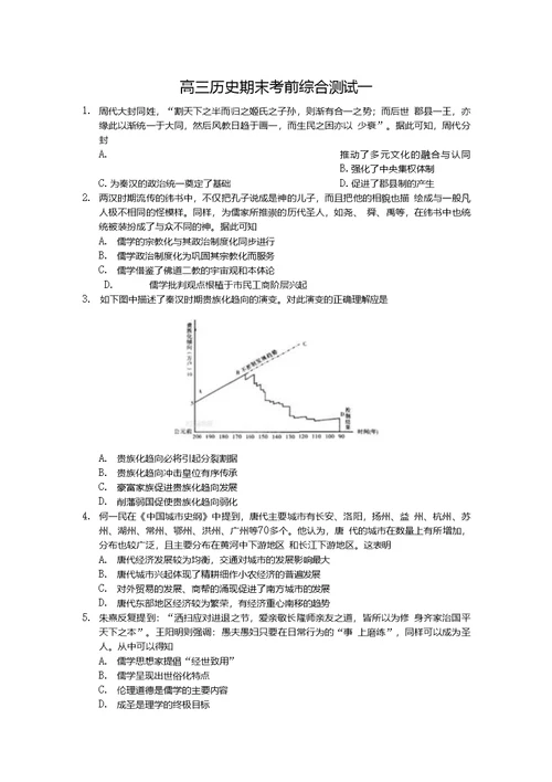 高三期末综合测试一