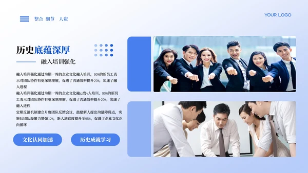 蓝色商务风人资培训报告PPT模板