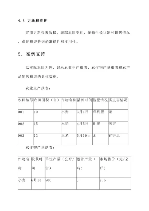 农业报表工作方案