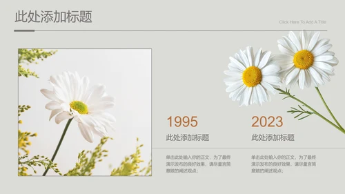 灰色小清新风雏菊总结汇报通用PPT演示模板