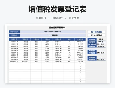 增值税发票登记表